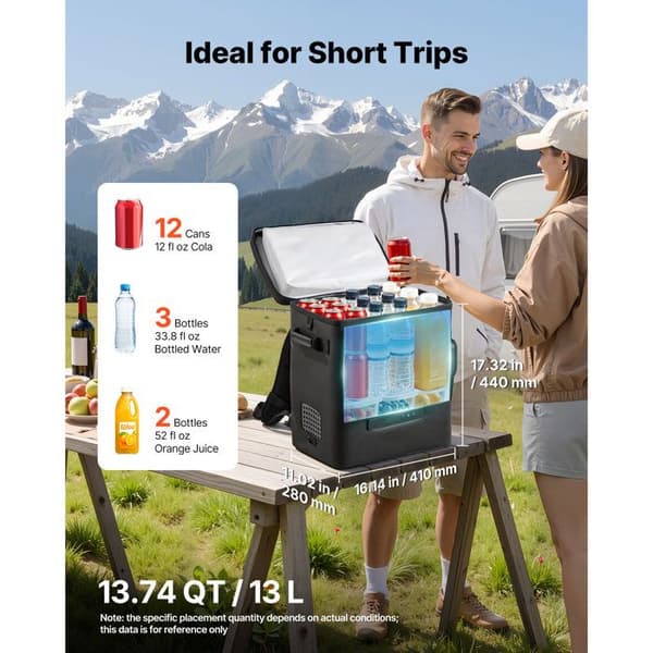 Bärbar elektrisk kylbox - DUOKU - QCD13 - 13 L - 12/24 V DC - -6 °C till 10 °C