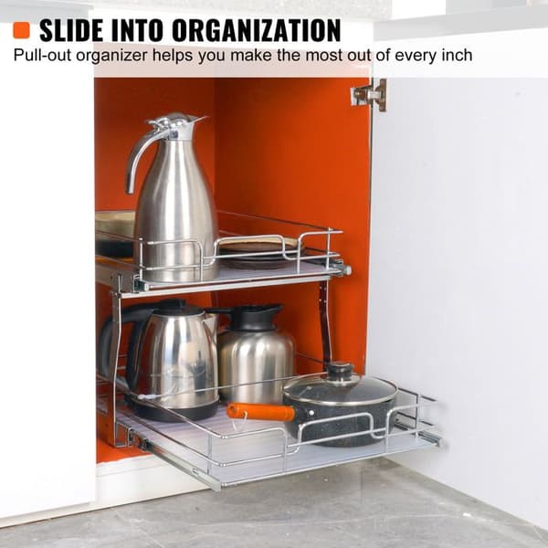 Skaborganisator - DUOKU - 2 niveauer - Forkromet stål - 48,3 cm B x 50,8 D - Sølv pengar