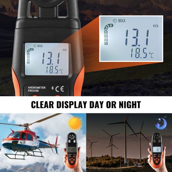 Portabel Bluetooth Anemometer-Duoku-Digital Vindhastighedsmåler 14℉-140℉-med LED-baggrundsbelysning-Måler Vindhastighed