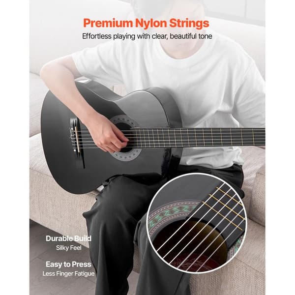 Klassisk Guitar - DUOKU - M5126 - 78 cm - Linde Træ - Ideel til Begyndere - Sort Svart