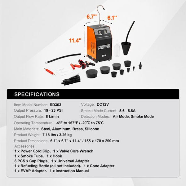 Lækagesensor - DUOKU - SD303 - 12V - 5,6-6,8A - 19-23PSI