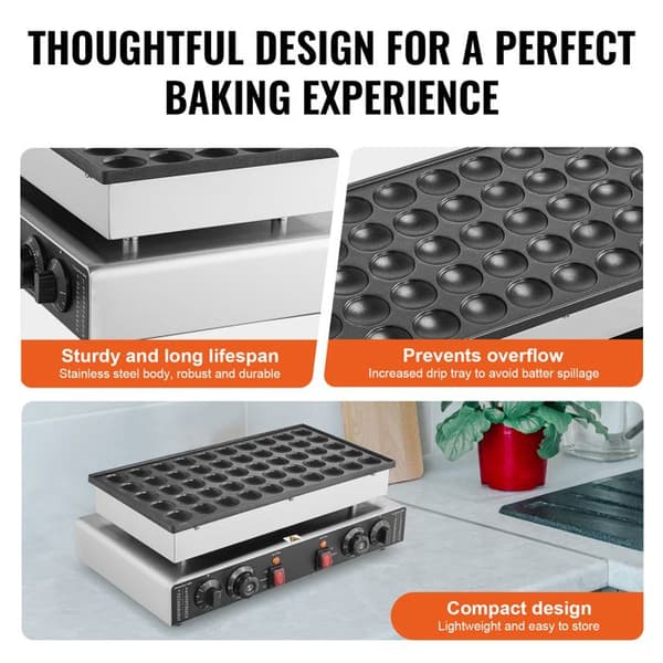 Crêpes pande - DUOKU - PC-50 - 1 700 W - Non-stick - Rustfrit stål Pengar