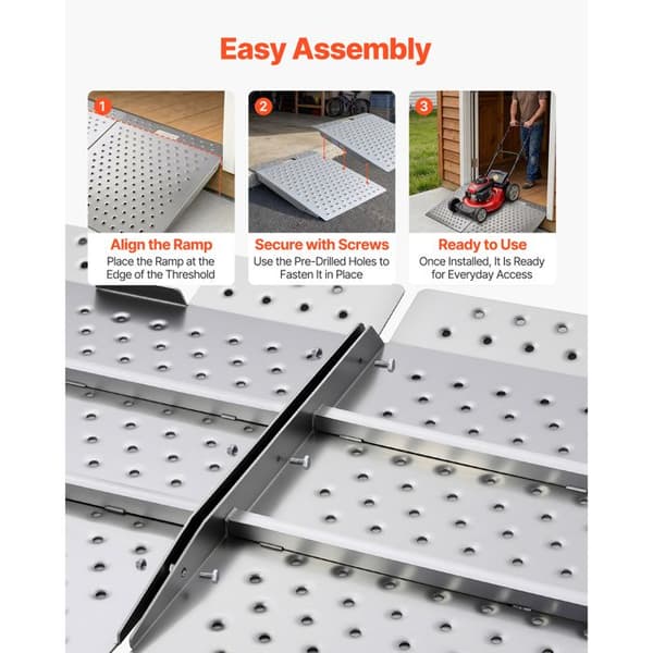 Rampe de Seuil 750x617 mm-Duoku-Aluminium Antiskrid Rampe til Kørestol-Bæreevne 340,2 kg