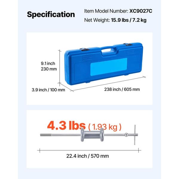 Inertiapuller - DUOKU - XC9027C - 9-i-1 - Udstyrssæt - Navlejer