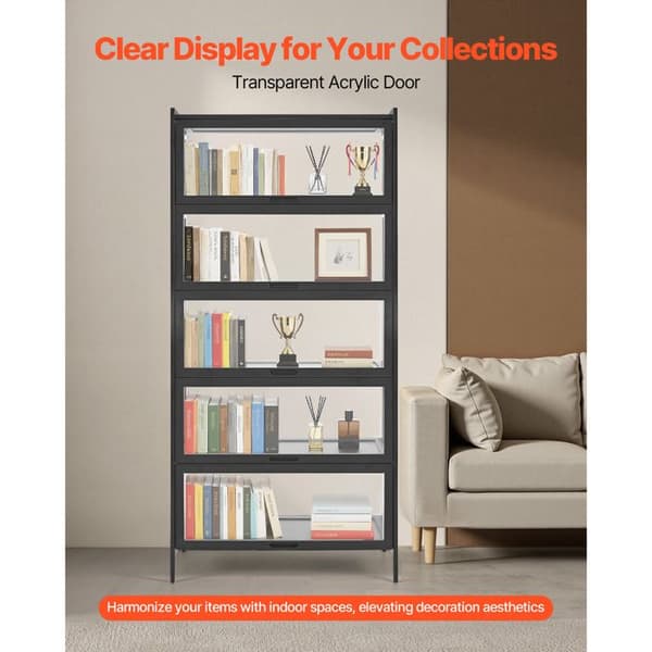 Vitrine til samling - DUOKU - OPX-BDSR05BL - 5 niveauer - Translucente akryl døre - 82×32×172 cm Svart