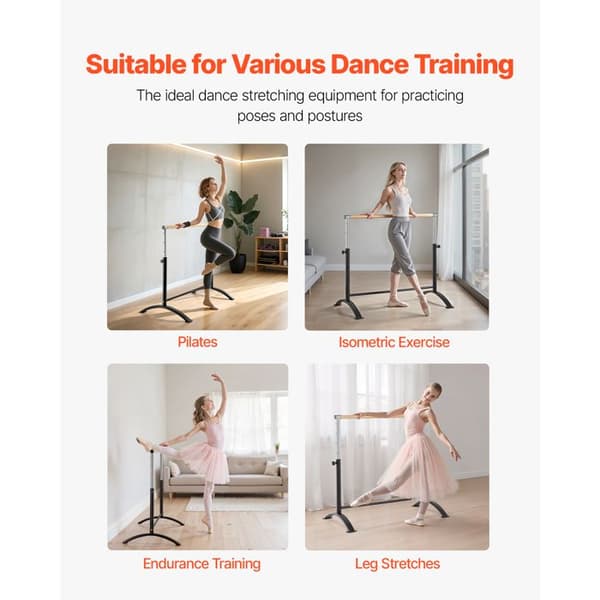 Bärande och fällbar dansstång - Duoku - Kolstål - Höjdjusterbar för Pilates och dans hemma Svart