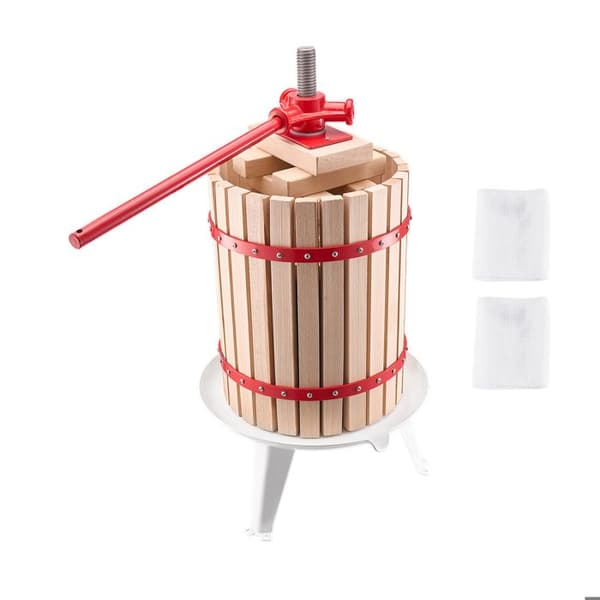 Manuell fruktpress - DUOKU - LD-BP18 - Hållbar träkorg - 18 L - 8 block för cider