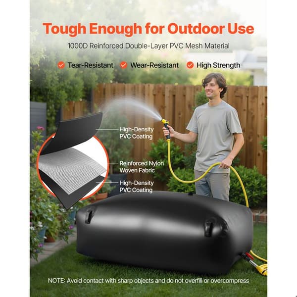 Vandbeholder - DUOKU - 540 L - PVC - Sammenfoldelig Taske - Irrigation Sort Svart