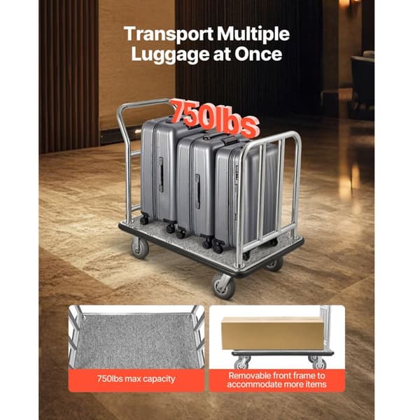 Bagagevogn - DUOKU - X-113 - Kapacitet 340 kg - 4 Hjul - Rustfrit Stål Pengar