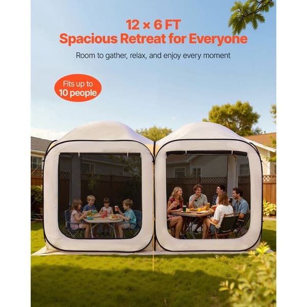 Pop-up myggnätstält - DUOKU - 121139 - Beige - 8-10 personer - Fällbart 2-i-1 skydd beige