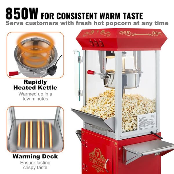Popcorn-kone - DUOKU - NP08001SEC - 850 W - 8 oz - Punainen Röd