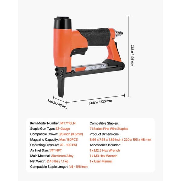 Luftstifter - DUOKU - MT7116LN - Kapacitet 180 PCS - Kaliber 22 - Ergonomisk