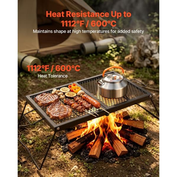 Foldbar grill - DUOKU - KZ001 - Overflade 61 cm - Robust foldbar stål - Til bål (træ)