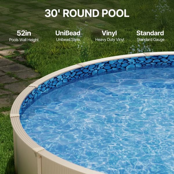 Poolöverdrag - DUOKU - Rund 30 Fötter - Hållbar Vinyl - Stil Uinbead - Standardkvalitet