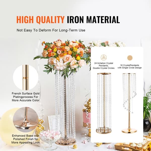 Blomsterstøtter - DUOKU - Sæt med 4 - 90 cm - Gulmetal - Chic Elegance gyllene