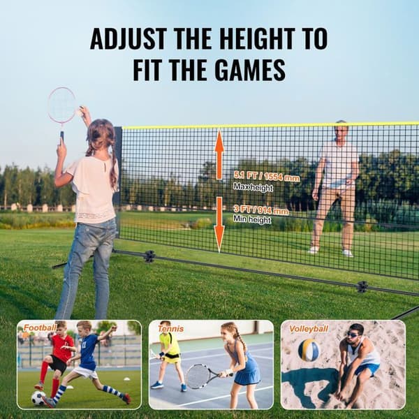 Sæt af badmintonnet-Duoku-3 m-højderegulerbart volleyball-net-portabel-holdbart PE-mesh