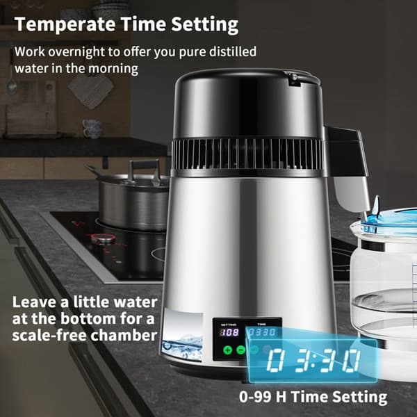 Vattendistillator Duoku 4L 1L/H Timer- och Temperaturvisning för Hemmet och Kontoret - Silver