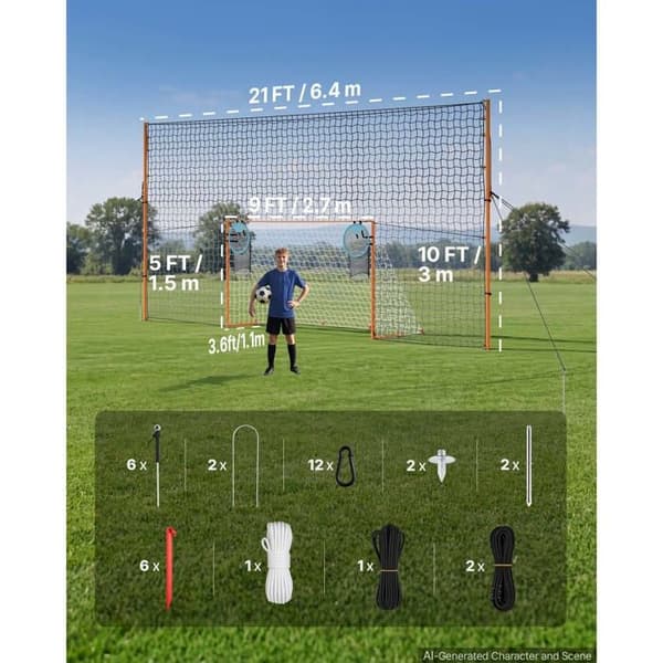 Fodboldmål 2,72 x 1,51 m - Duoku - til Have, Udstyret med en Robust Jernstruktur, Holdbart PE-Net, Solid Bagpanel
