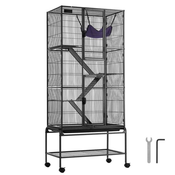 Furetbur - DUOKU - 175 cm - 4 Niveauer - Ideel til Ratten - Metal med Hjul