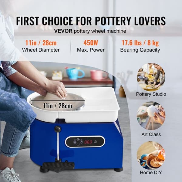 Potterhjul-Duoku-28 cm 450W-Keramik-Pedal-med Skulpturverktyg och Förkläde
