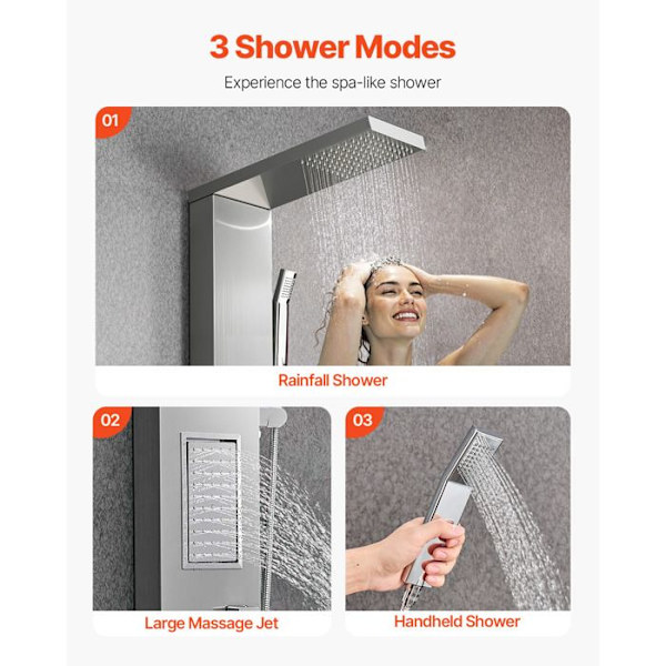 Bruser - DUOKU - Model 5017FL - Regn Effekt Håndbruser - 3 Funktions Vandhaner - Krom Pengar