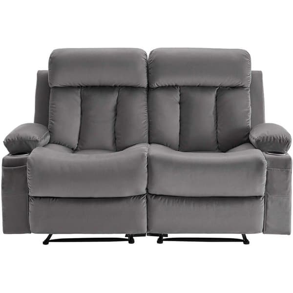 Elektrisk Recliner - DUOKU - 2 Sittplatser - Massage och Värme - Mjuk Sammet - Grå Grå