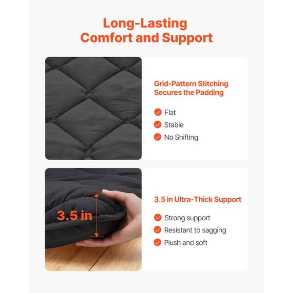 Futonmadrass - DUOKU - KZ-006 - Fällbar - 9 lager av stöd - 203×137×8,9 cm Svart