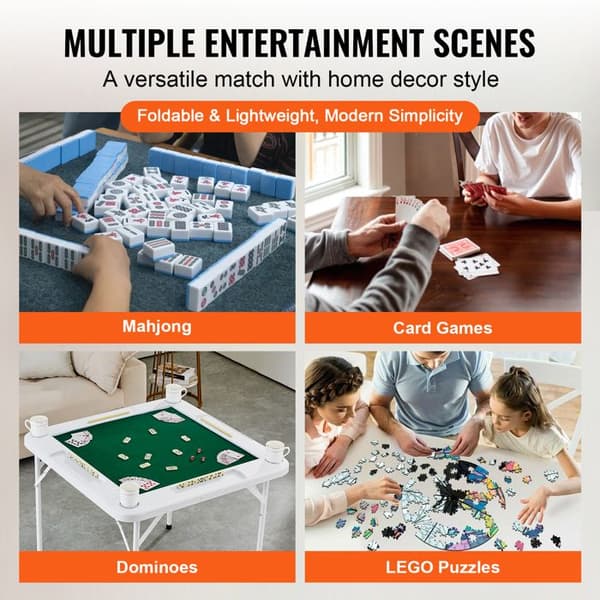 Mahjongbord - DUOKU - Modell SN-90 - Fällbart - 4 Spelare - Hållbar Grön Yta Vit
