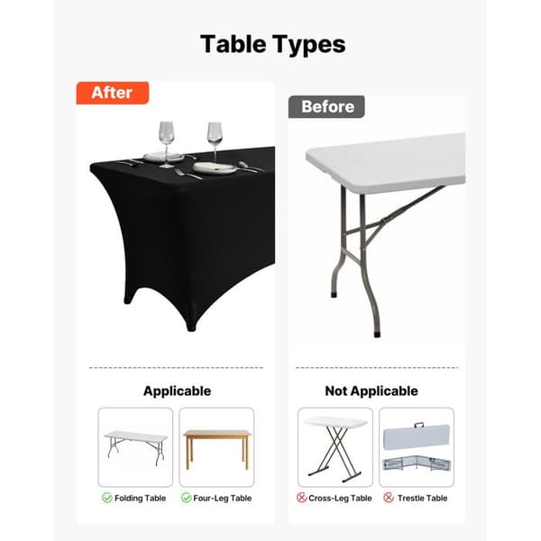 Udtrækbar Dækkeserviet - DUOKU - RD-TB-30 - 183 x 76 x 76 cm - Sort - Sæt af 3 Svart