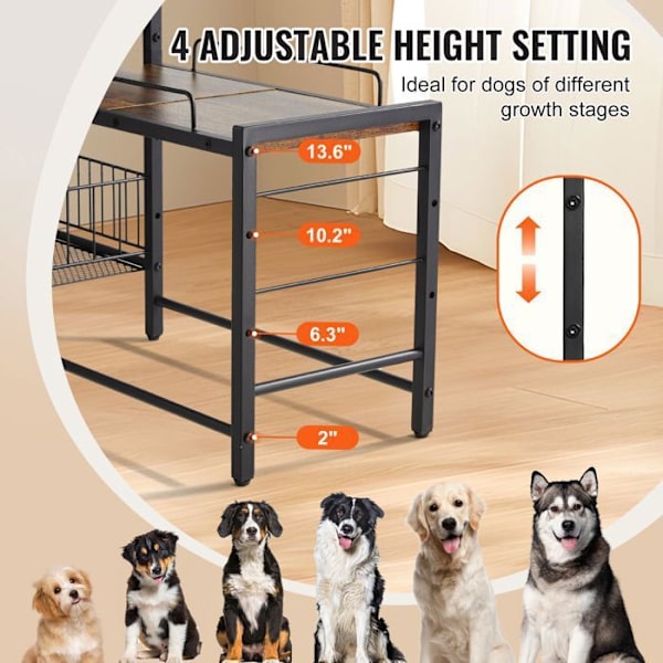 Foderstation - DUOKU - HYP2FS-03 - Integreret opbevaring - Hævet - Til mellemstore hunde svart