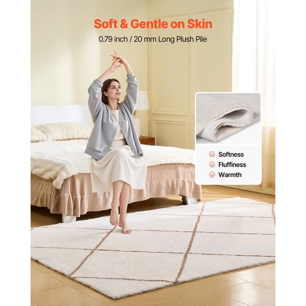 Matta - DUOKU - Rektangulär - 1,83 x 2,74 m - Mjuk och Tjock - Halkfri - Beige beige