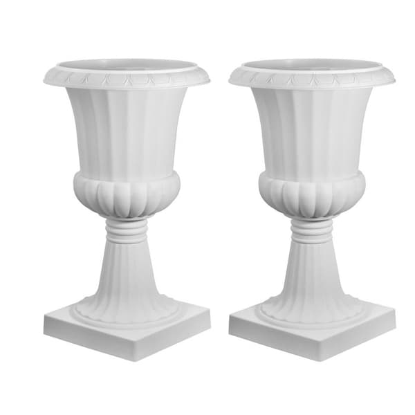 Jardinière - DUOKU - KD2986W - Sæt af 2 - Højde 67 cm - Ø 40 cm Vit