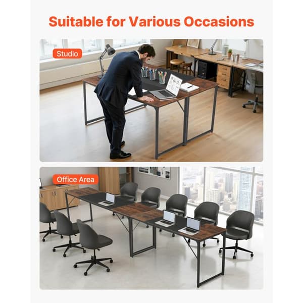 Computerbord 160 x 60 x 75 cm-Duoku-med metalstruktur-med benplads-Brun og sort