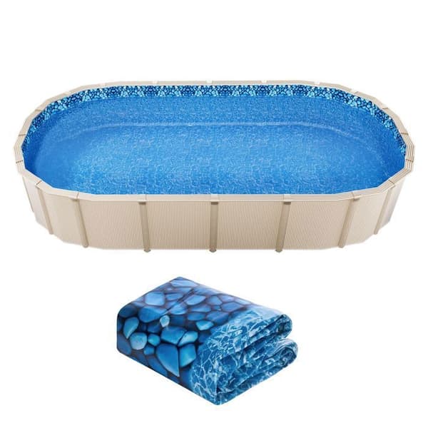 Oval Poolöverdrag - DUOKU - 732x366x120 cm - Hållbar Vinyl - Unibead Standard