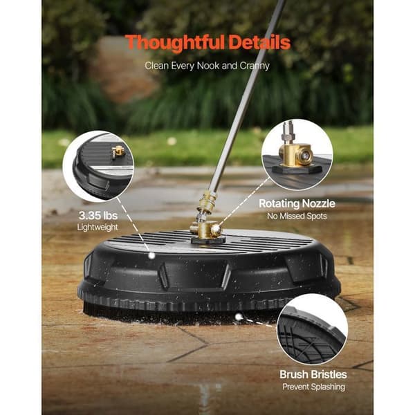Trykskylleflade - DUOKU - 15" - 3000 PSI max - Plastiktilbehør - 4 Hjul Svart