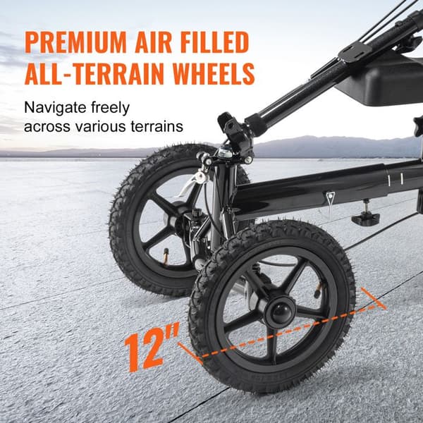 Sammenklappelig Scooter - DUOKU - Aluminium - 12" Terrænsdæk - Kapacitet 350 lb - Justerbart Styr svart