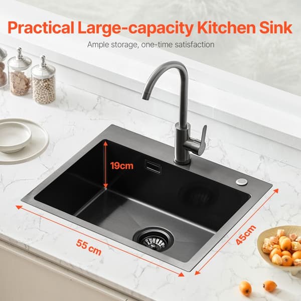 Køkkenvask - DUOKU - T5545019RB0 - Rustfrit Stål 304 - 1 Skål - 55 cm Rektangulær