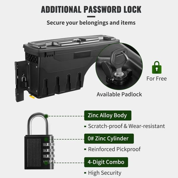 Förvaringslåda för flak - DUOKU - Ram 1500 (2019-2021) - 20L vattentät - Låsbart lock - Svart ABS Matte svart)