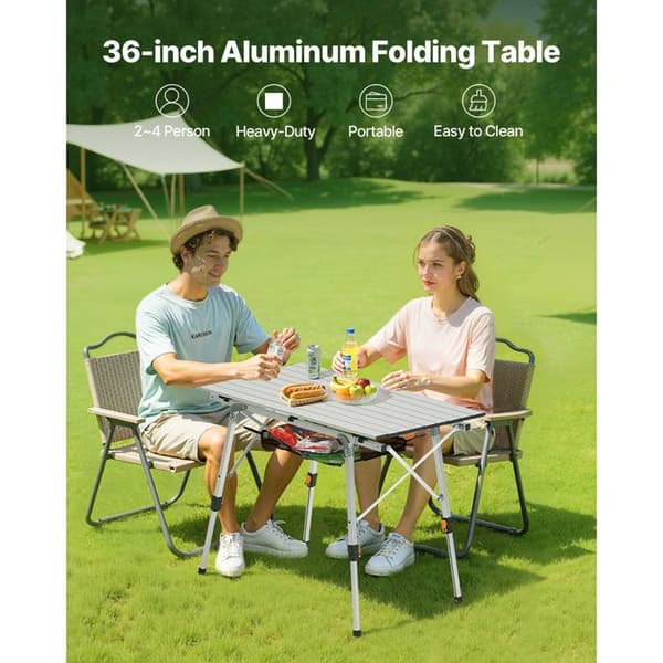 Fällbart campingbord - DUOKU - GV-Z90C - Aluminiumlegering - Justerbar höjd - Bärbart med väska Pengar