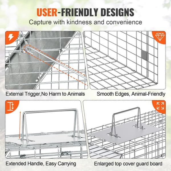 Rummfangstnet til levende dyr - DUOKU - 31" x 10" x 12" - Galvaniseret jern - Sammenklappelig - Human design