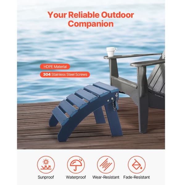 Adirondack Poufs - DUOKU - Sæt af 2 - Sammenfoldelig - Vejrbestandig - HDPE blå