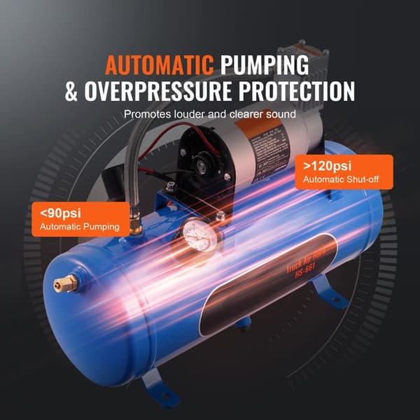 Luftkompressor - DUOKU - HS-661 - 12 V - Tank 1,6 Gallon - 120 psi