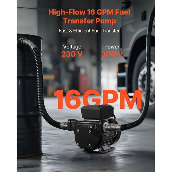 Bränslepump för överföring 230 V AC-Duoku-flöde på 60 L/min-Maximal sug höjd 2,4 m Höjd