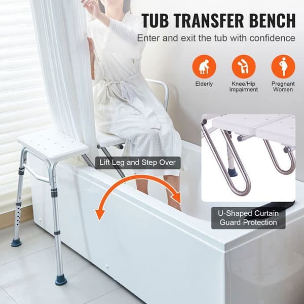 Badkar Transferbänk-Duoku-med U-formad Gardinskydd Justerbar Höjd Badkar Transferbänk