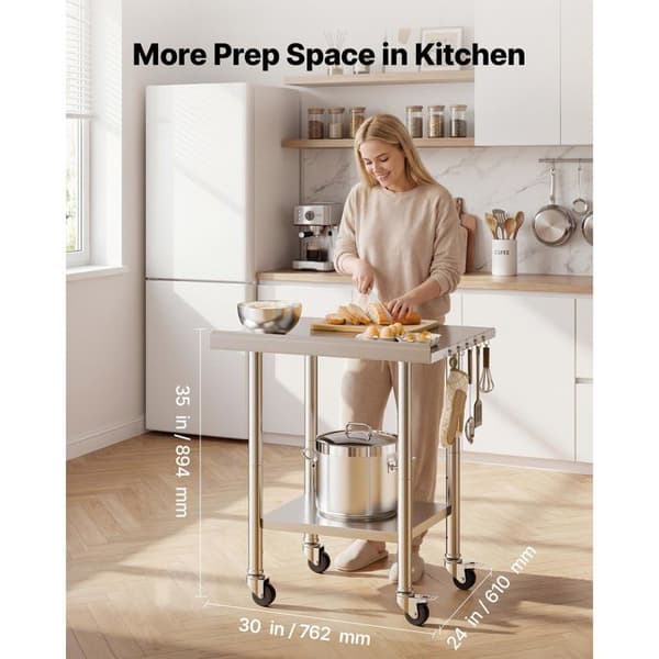 Professionel Køkkenarbejdsbord-Duoku-Inox Overflade 76,2x61 cm med 2 Niveauer, Ideel til Forberedelse i Café