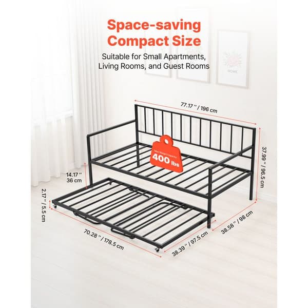 Sofa-seng - DUOKU - Justerbar Sengebund - LED-belysning - Opladningsstation - Sort Svart
