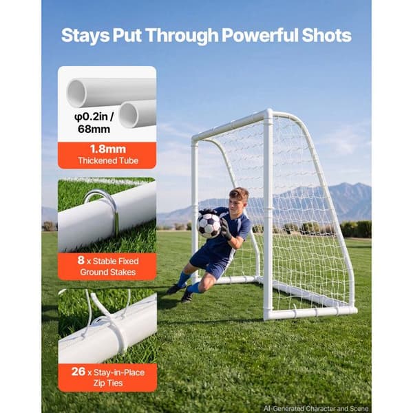 Fodboldmål 2,44 x 1,82 m i PVC-Duoku-med net i PE, bærbart og robust sæt til udendørs træning.