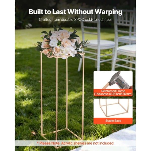 Sæt af 10 Duoku-søjler til bryllupsblomsteropsætning - 80 cm - Rektangulær holder til midtpunkt, fester, fødselsdage