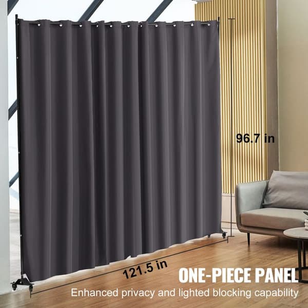 Skärmvägg - DUOKU - Bärbar med hjul - 308,5x245,5 cm - Grå - Tyg Grå