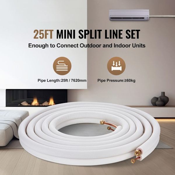 Mini-rörledningsset-Duoku-7620 mm-Kopparrör-för Värmepump/AC och HVAC
